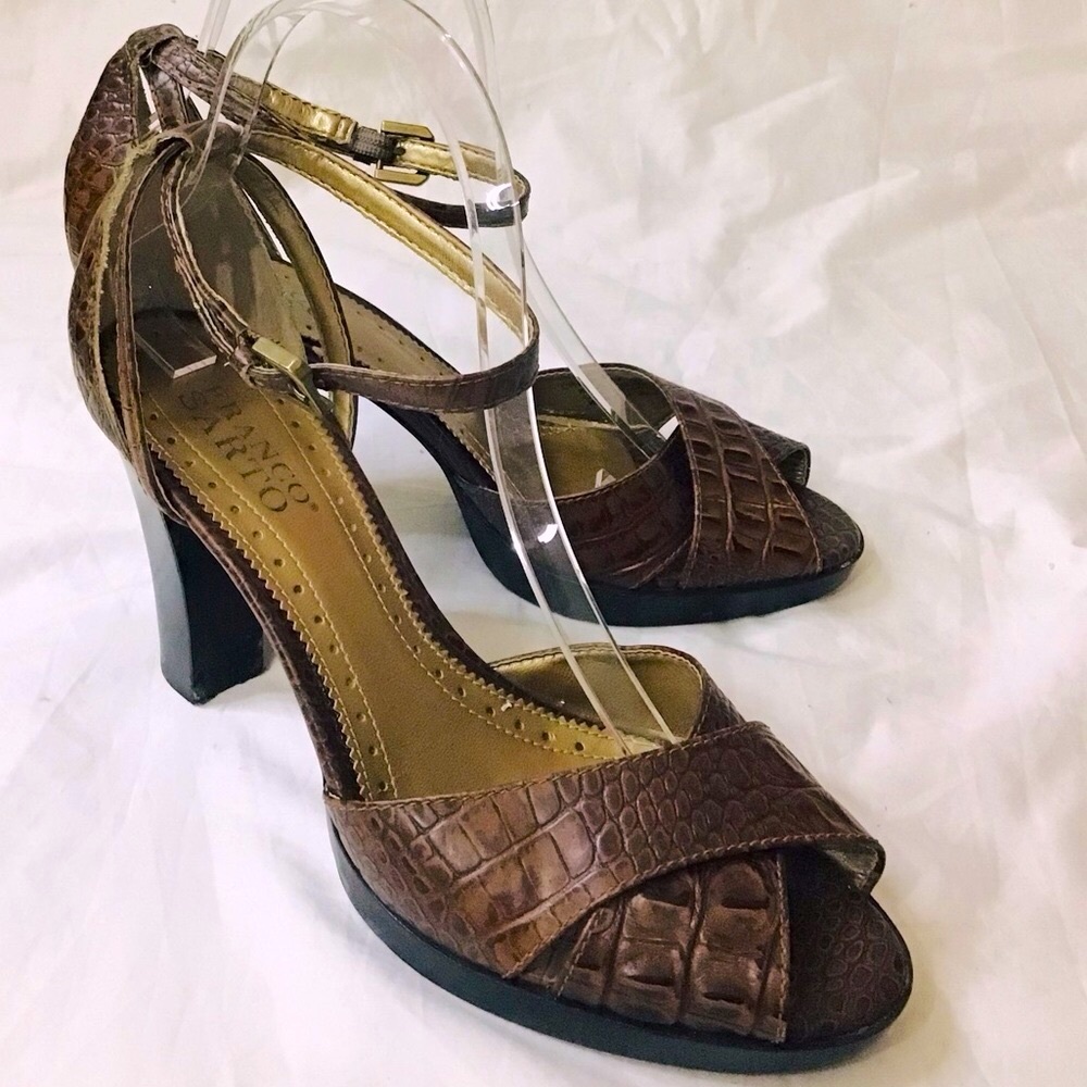 Franco Sarto Crocodile Embossed Heeled Sandals